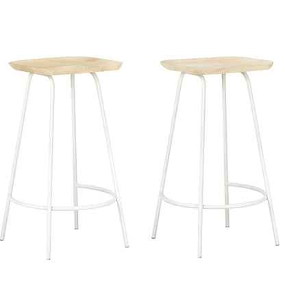Bar Stools Solid Mango Wood White 2