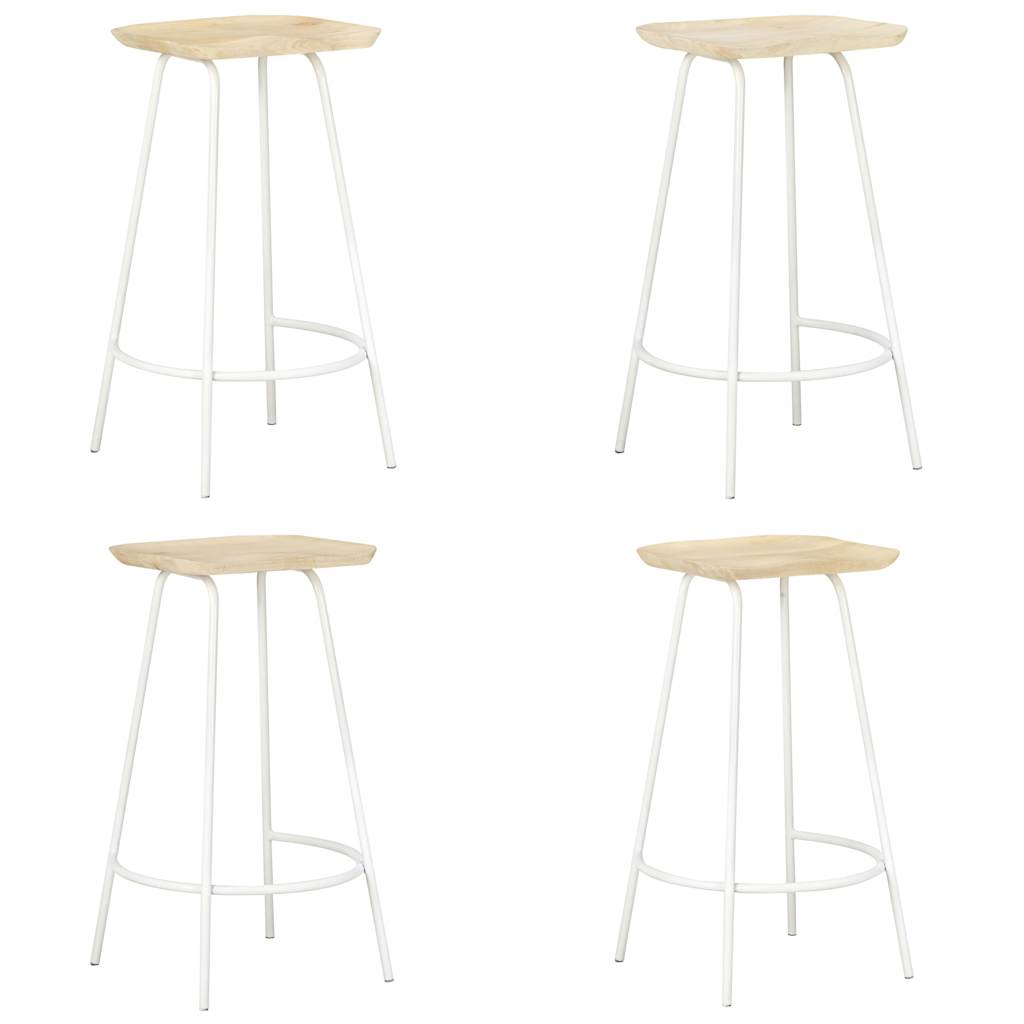 vidaXL Bar Stool | Set of 4 | Bleached wood and white 1