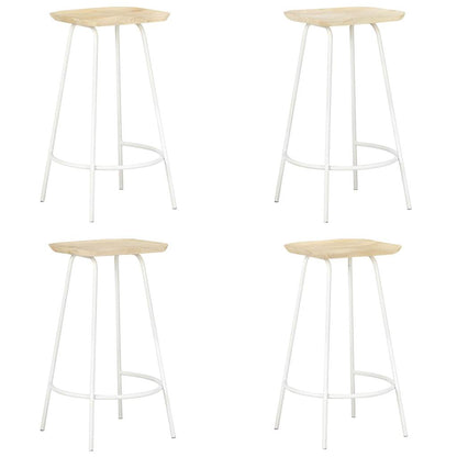 vidaXL Bar Stool | Set of 4 | Bleached wood and white 1