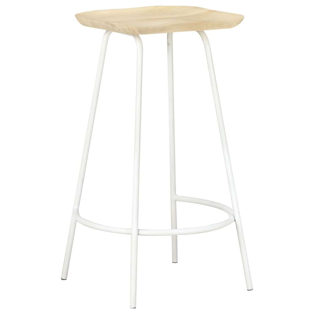 vidaXL Bar Stool | Set of 4 | Bleached wood and white 2