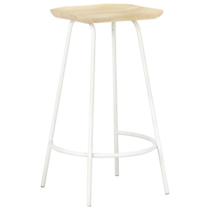 vidaXL Bar Stool | Set of 4 | Bleached wood and white 2
