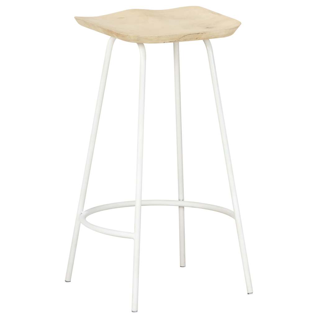vidaXL Bar Stool | Set of 4 | Bleached wood and white 3