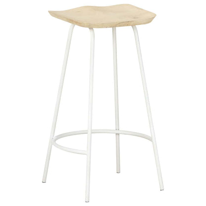 vidaXL Bar Stool | Set of 4 | Bleached wood and white 3