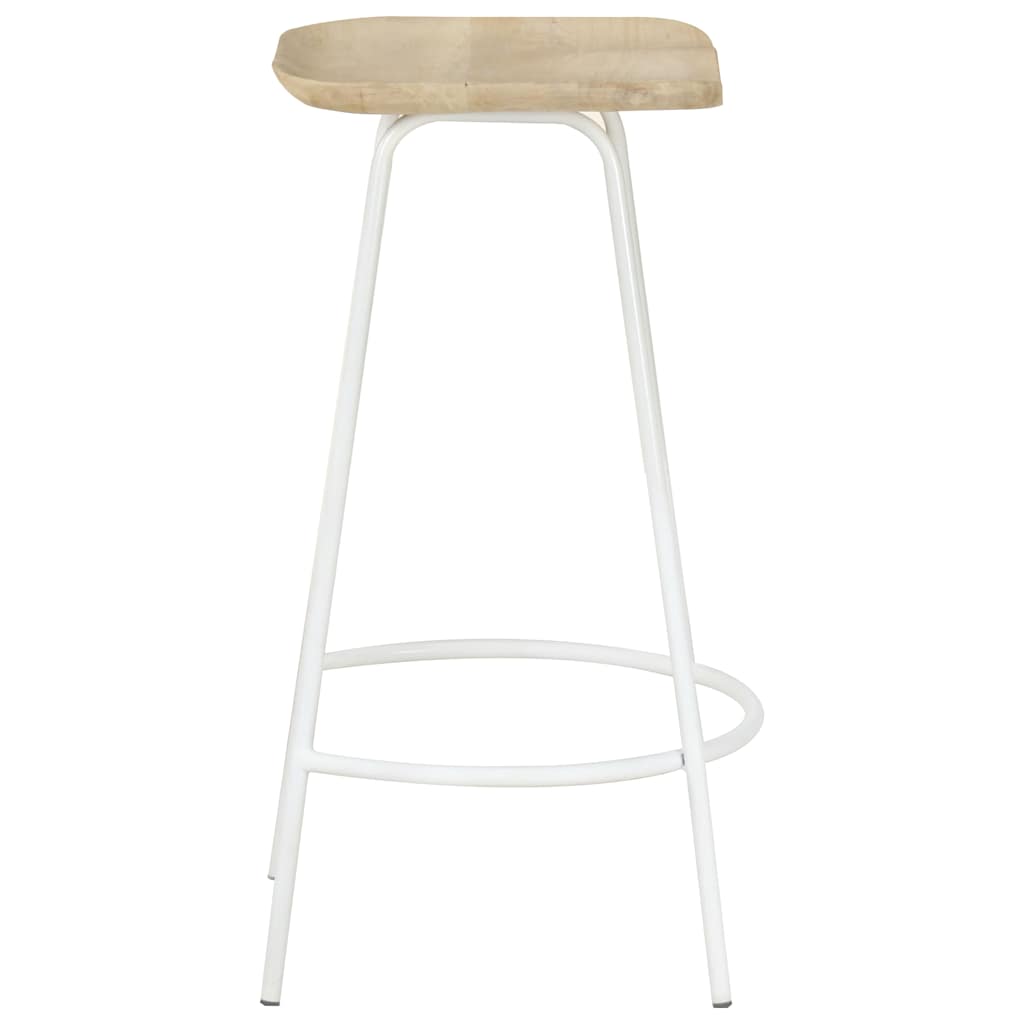 vidaXL Bar Stool | Set of 4 | Bleached wood and white 5