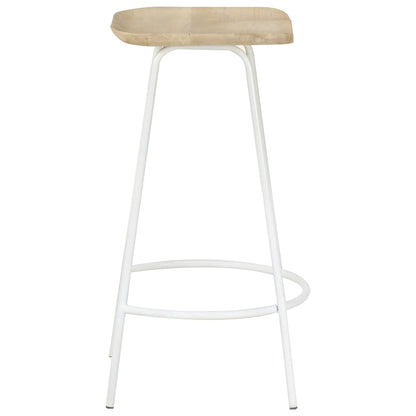 vidaXL Bar Stool | Set of 4 | Bleached wood and white 5