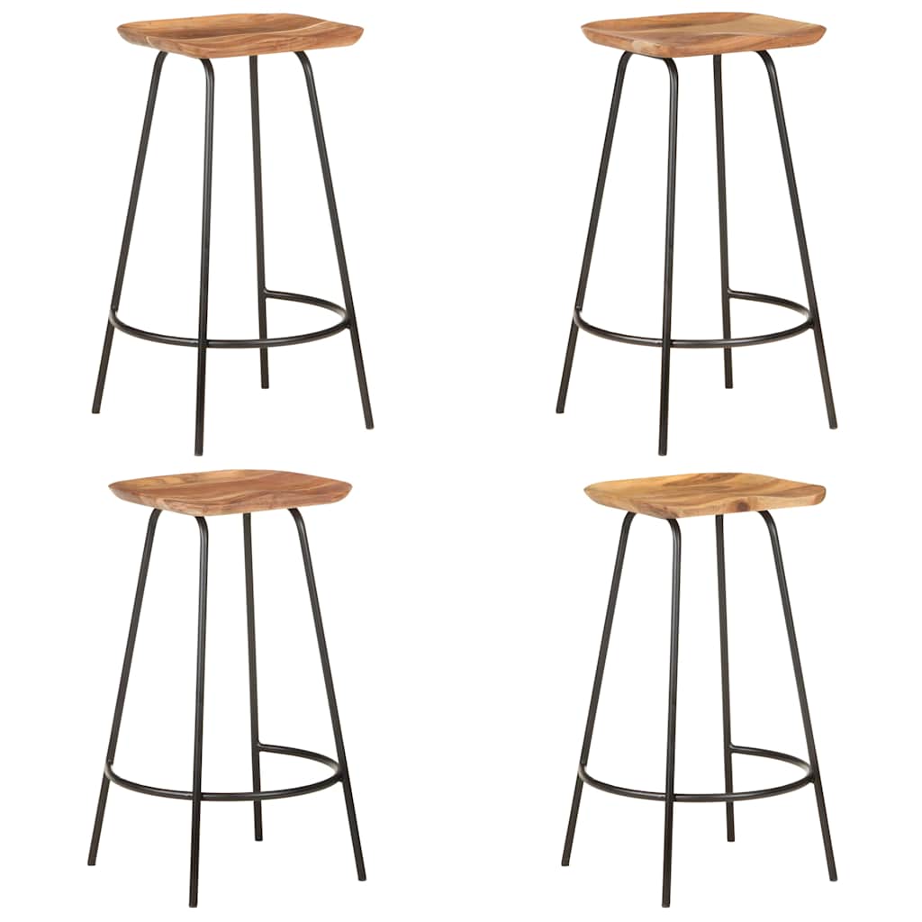 vidaXL Bar Stool | Set of 4 | natural wood and black 1