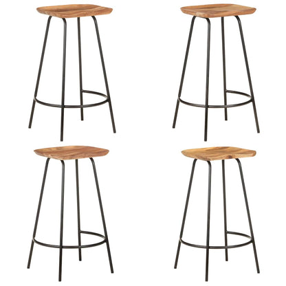 vidaXL Bar Stool | Set of 4 | natural wood and black 1