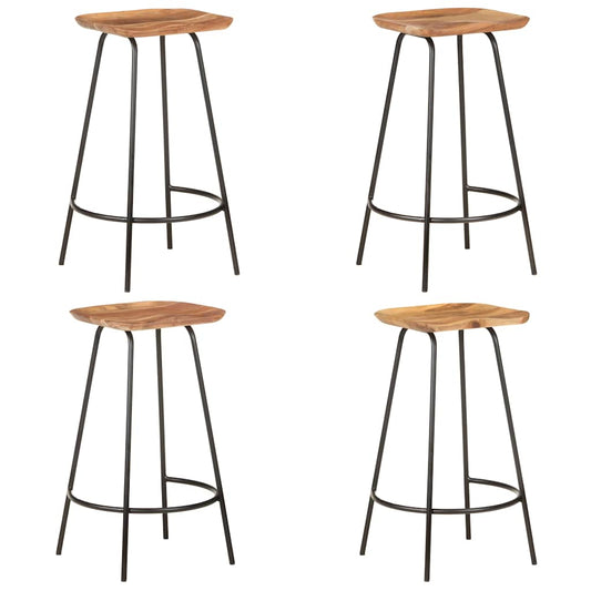 vidaXL Bar Stool | Set of 4 | natural wood and black 1