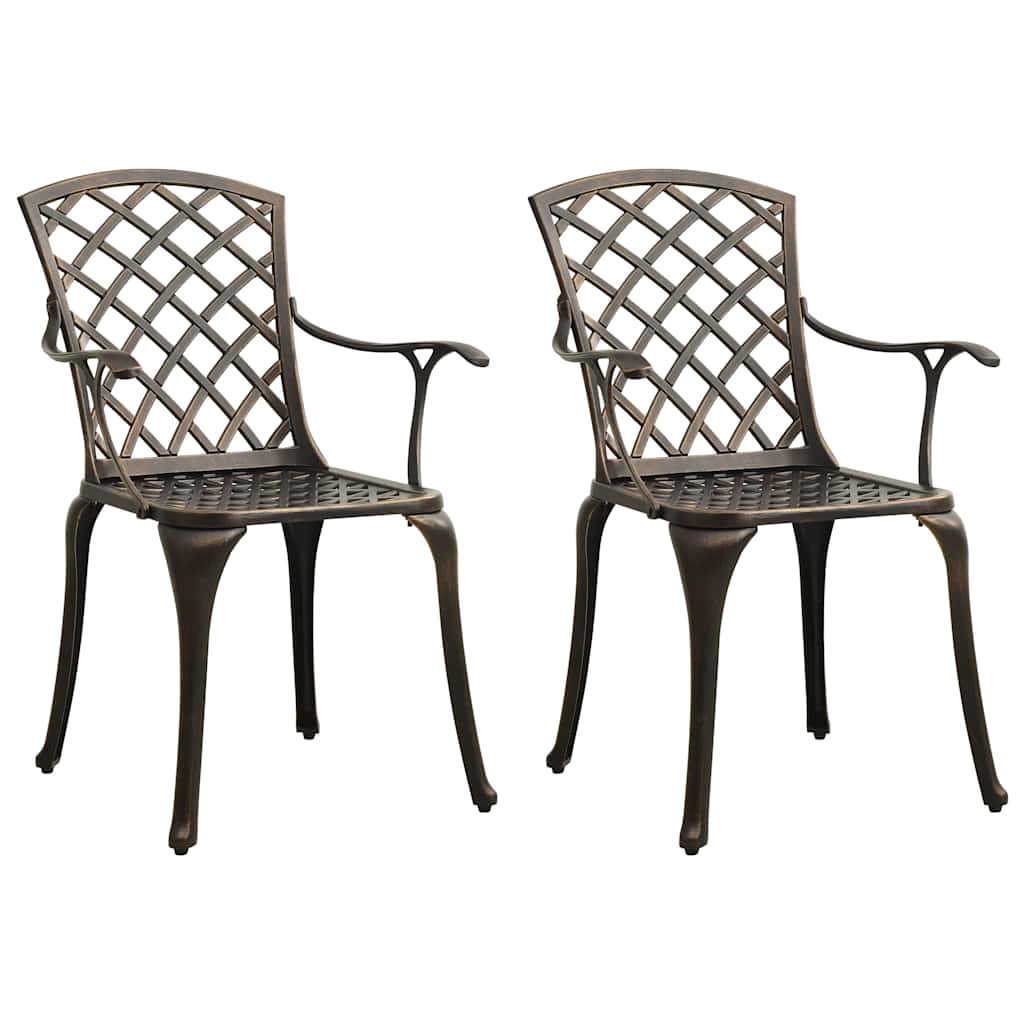 vidaXL Garden Chairs 2 pcs Cast Aluminium Bronze 1