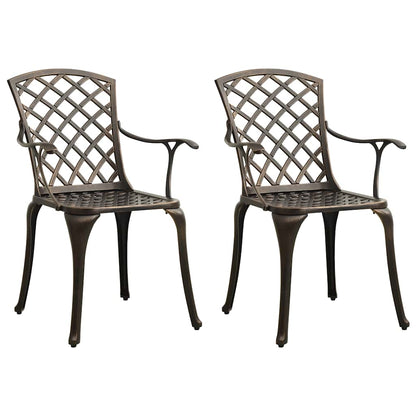 vidaXL Garden Chairs 2 pcs Cast Aluminium Bronze 1