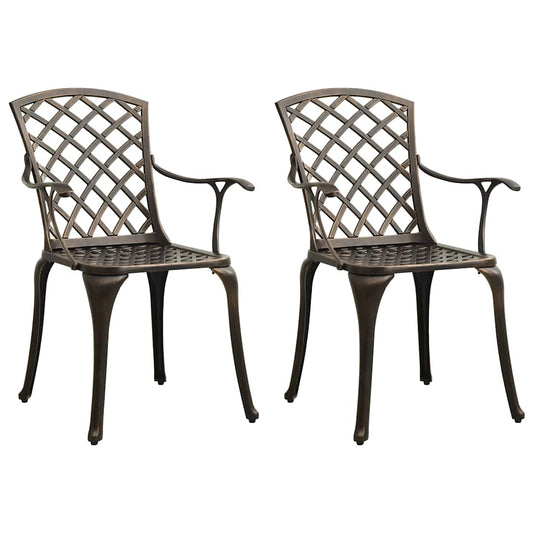 vidaXL Garden Chairs 2 pcs Cast Aluminium Bronze 1