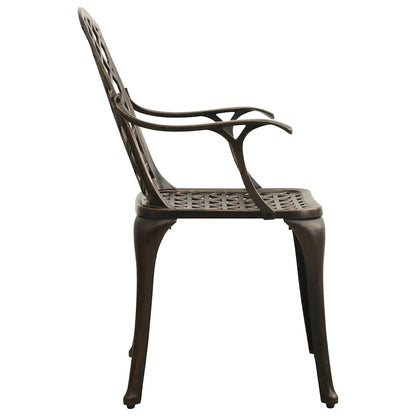 vidaXL Garden Chairs 2 pcs Cast Aluminium Bronze 4