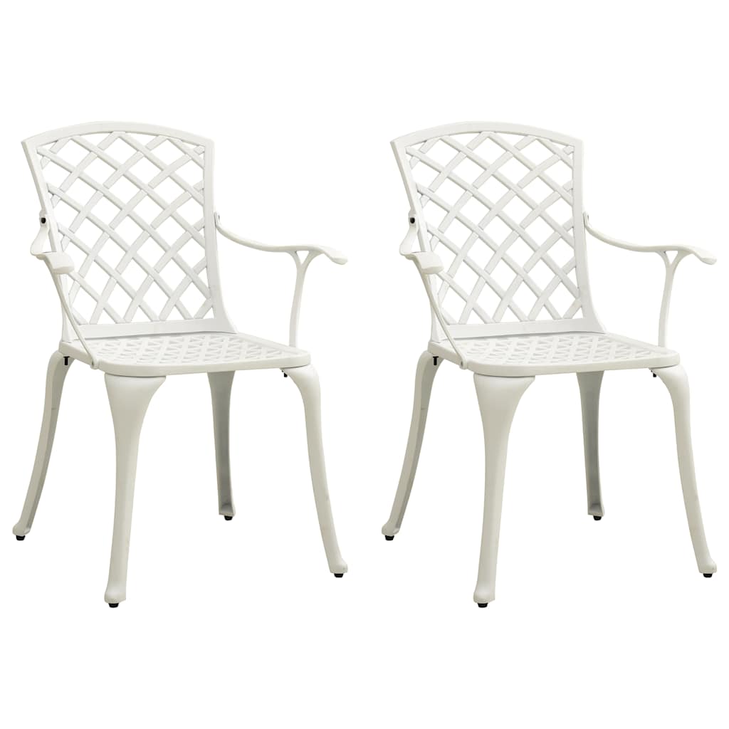 vidaXL Garden Chairs 2 pcs Cast Aluminium White 1