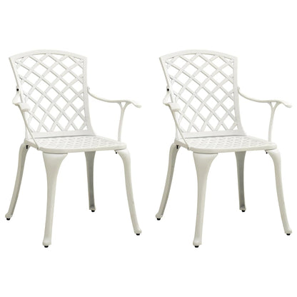 vidaXL Garden Chairs 2 pcs Cast Aluminium White 1