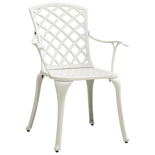 vidaXL Garden Chairs 2 pcs Cast Aluminium White 2