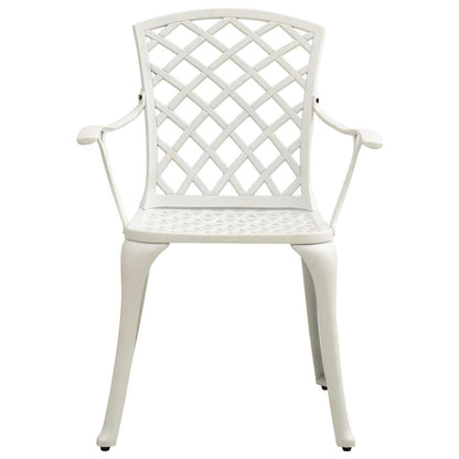 vidaXL Garden Chairs 2 pcs Cast Aluminium White 3