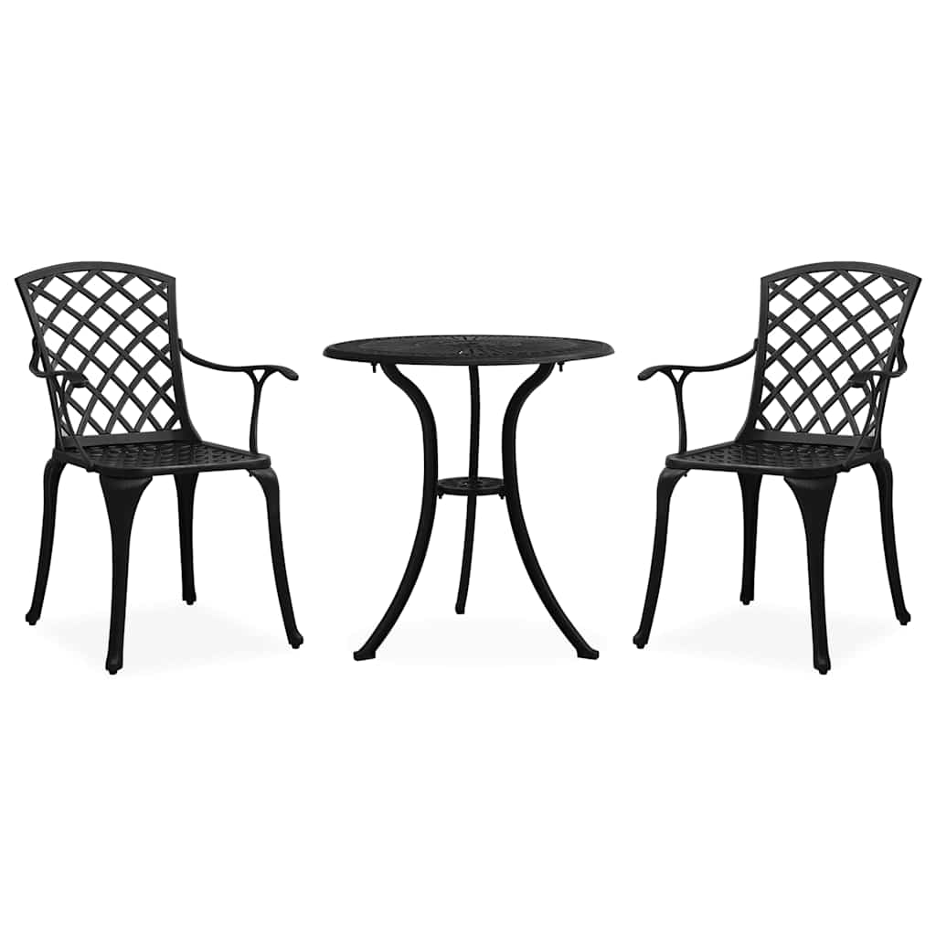315592 vidaXL 3 Piece Bistro Set Cast Aluminium Black 1