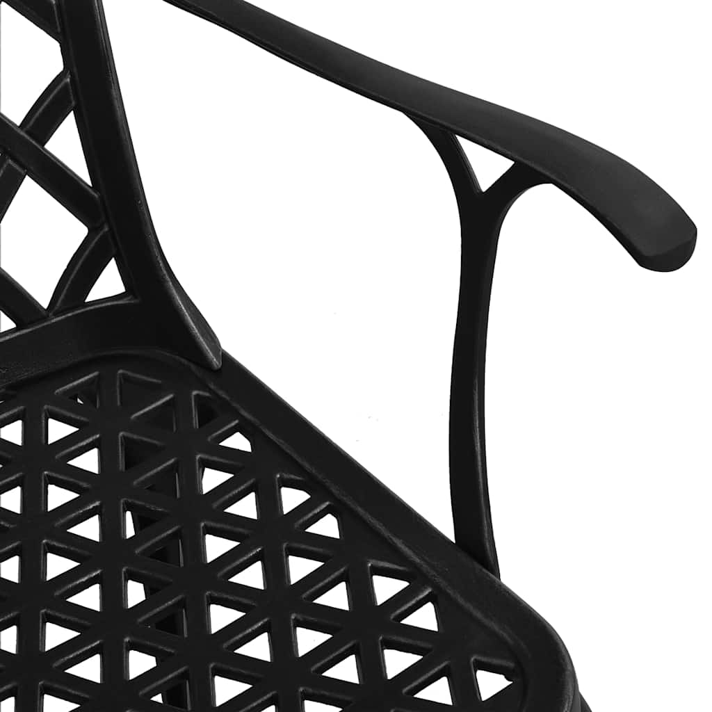315592 vidaXL 3 Piece Bistro Set Cast Aluminium Black 4