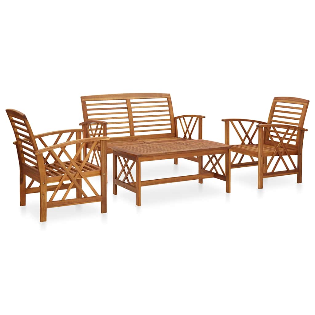 vidaXL 4 Piece Garden Lounge Set Solid Acacia Wood 1