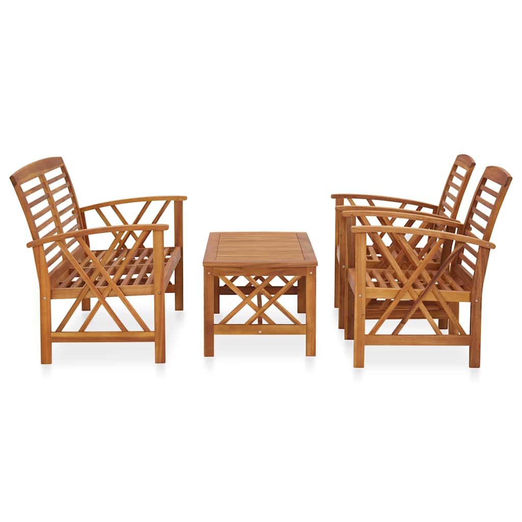 vidaXL 4 Piece Garden Lounge Set Solid Acacia Wood 2