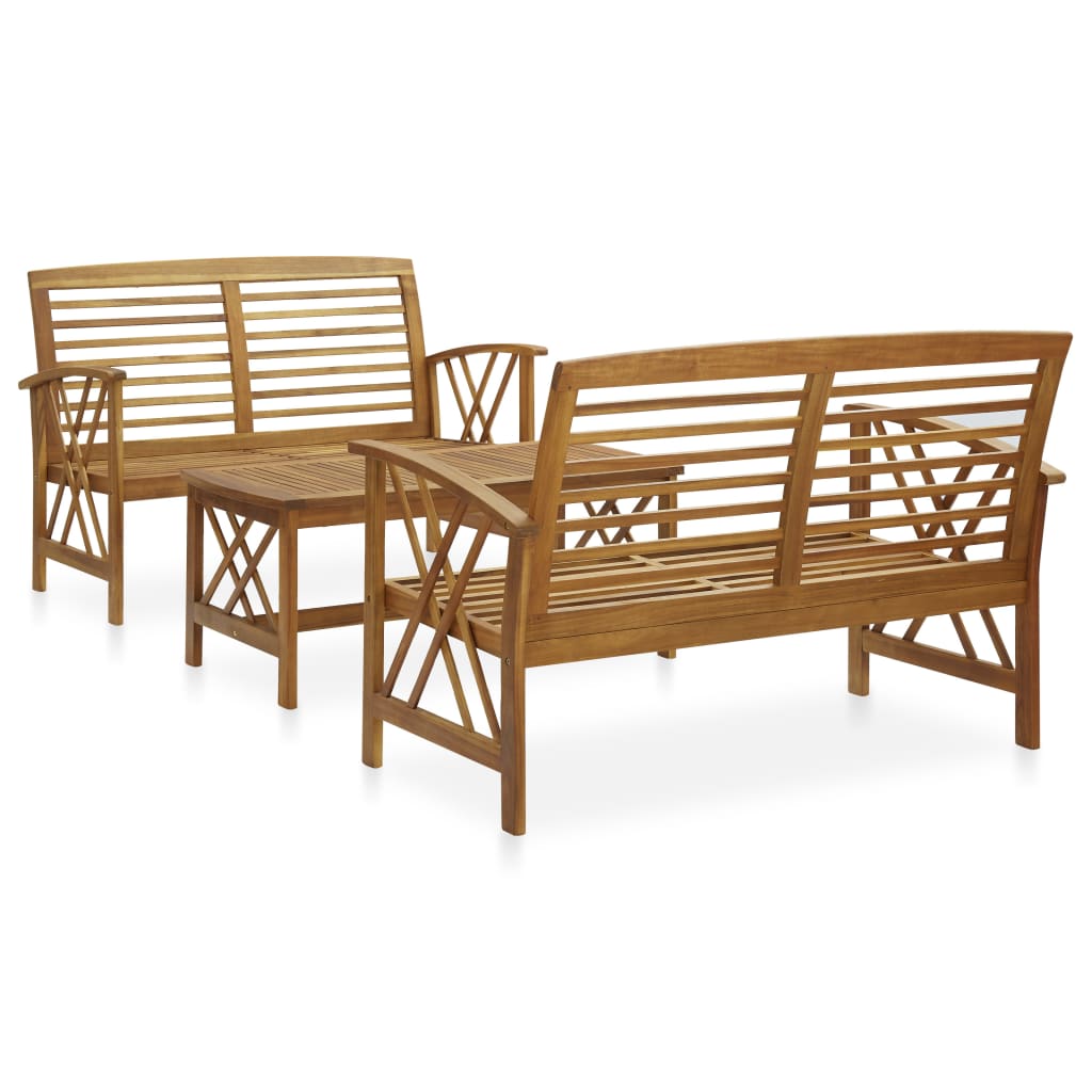 vidaXL 3 Piece Garden Lounge Set Solid Acacia Wood 1