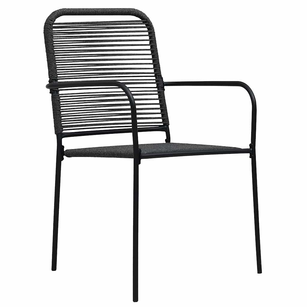vidaXL 7 Piece Garden Dining Set Cotton Rope and Steel Black 4