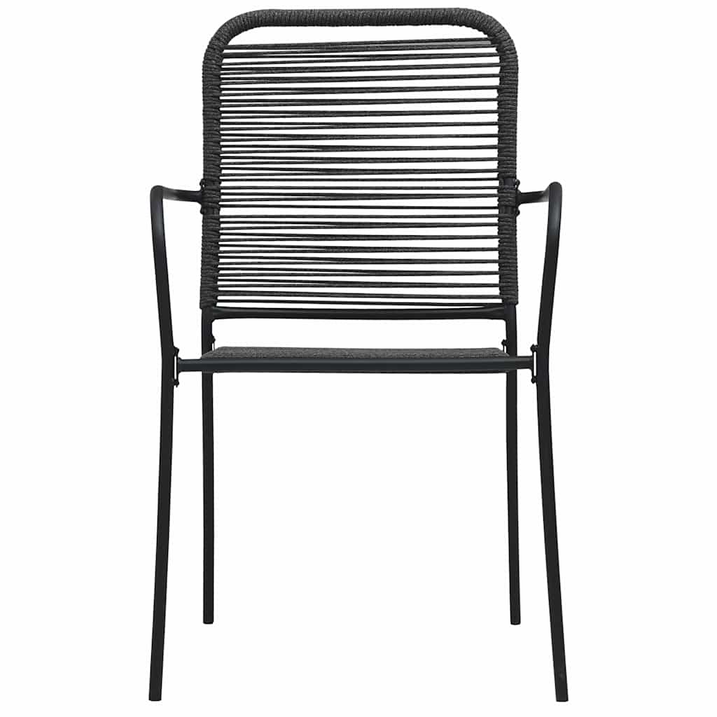 vidaXL 7 Piece Garden Dining Set Cotton Rope and Steel Black 5