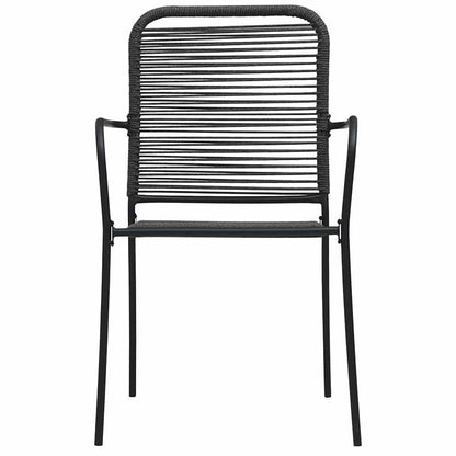 vidaXL 7 Piece Garden Dining Set Cotton Rope and Steel Black 5