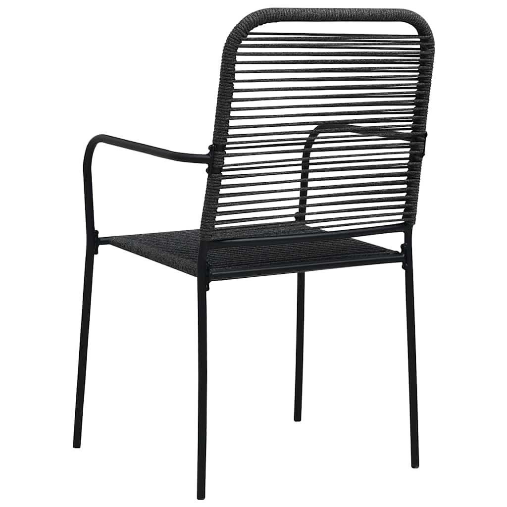 vidaXL 7 Piece Garden Dining Set Cotton Rope and Steel Black 6