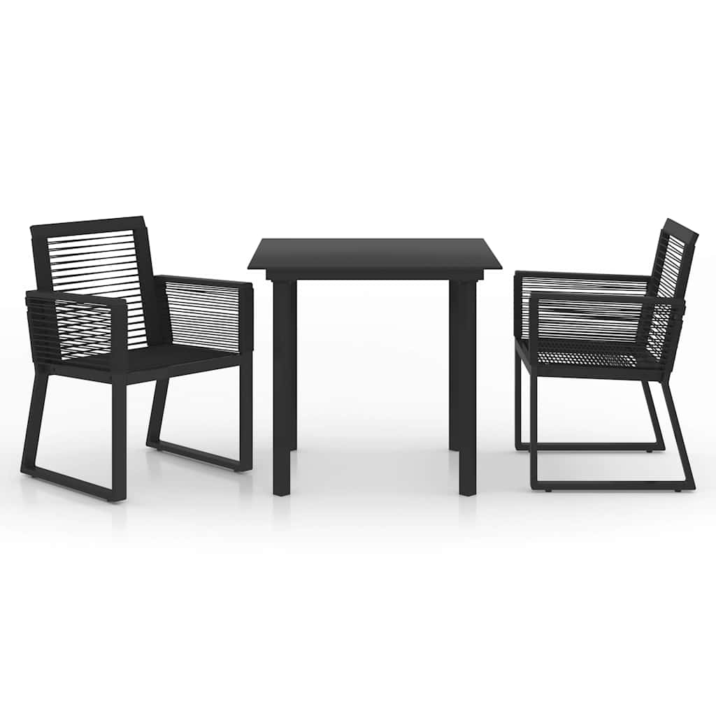 vidaXL 3 Piece Outdoor Dining Set PVC Rattan Black 2