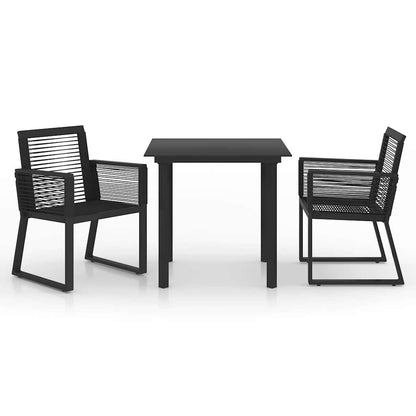 vidaXL 3 Piece Outdoor Dining Set PVC Rattan Black 2