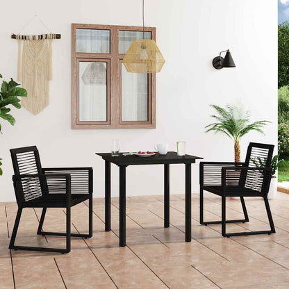 vidaXL 3 Piece Outdoor Dining Set PVC Rattan Black 1