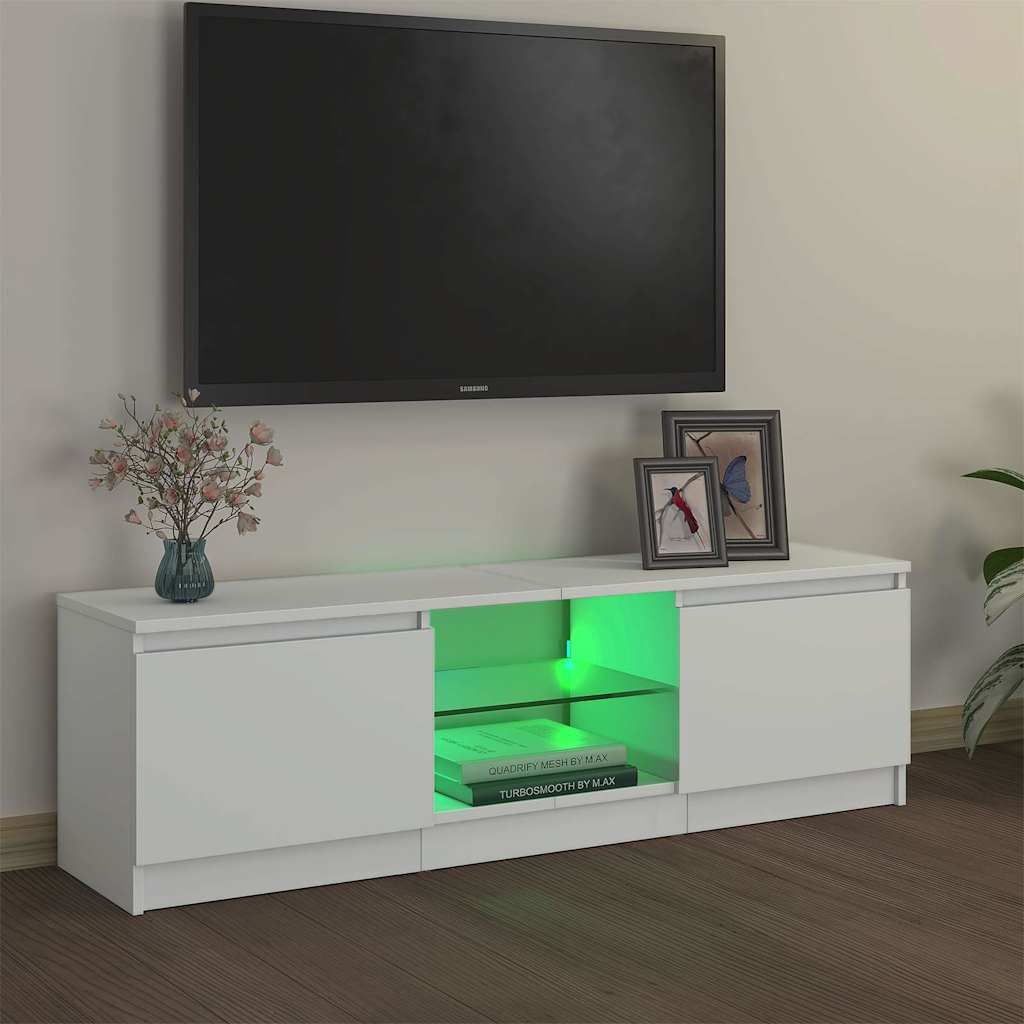 TV Cabinet with LED Lights White 120 cm 30 cm