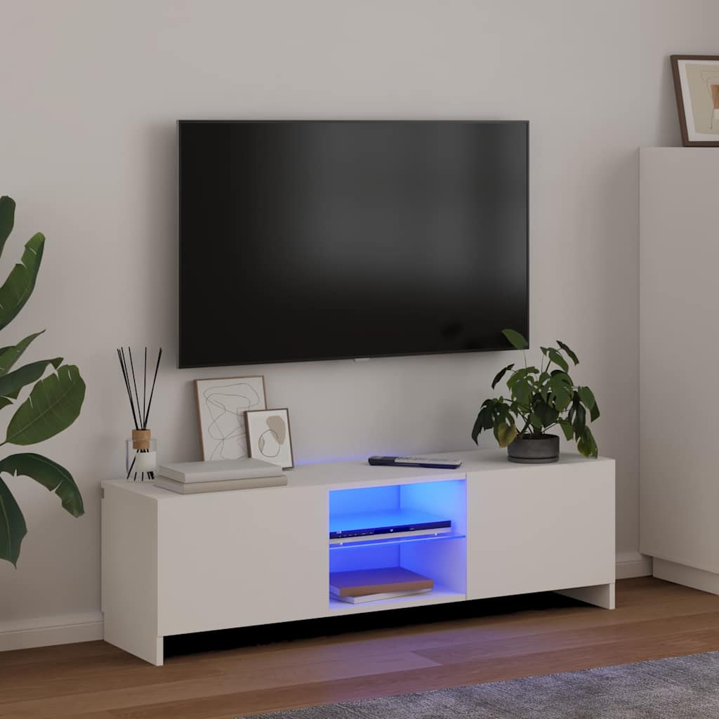 TV Cabinet with LED Lights White 120 cm 30 cm