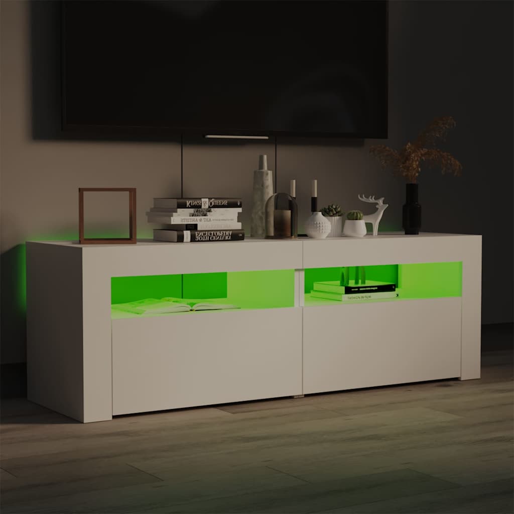 TV Cabinet with LED Lights 120x35x40 cm White