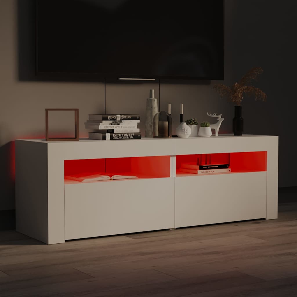 TV Cabinet with LED Lights 120x35x40 cm White