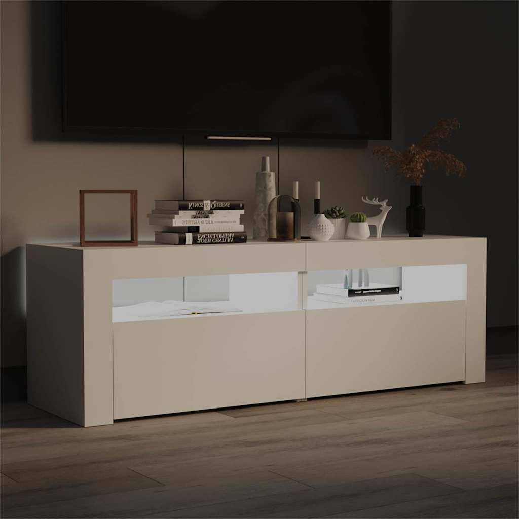 TV Cabinet with LED Lights 120x35x40 cm White