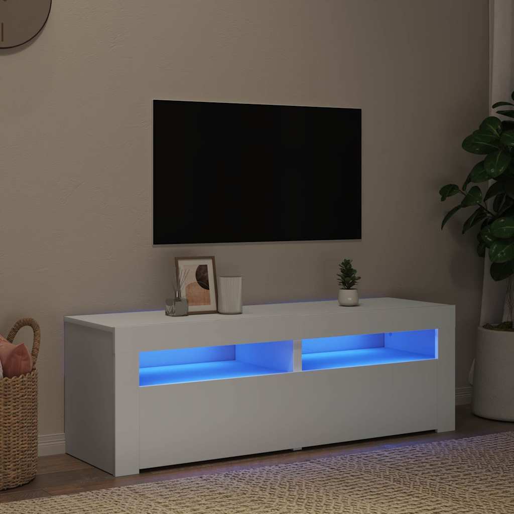 TV Cabinet with LED Lights 120x35x40 cm White
