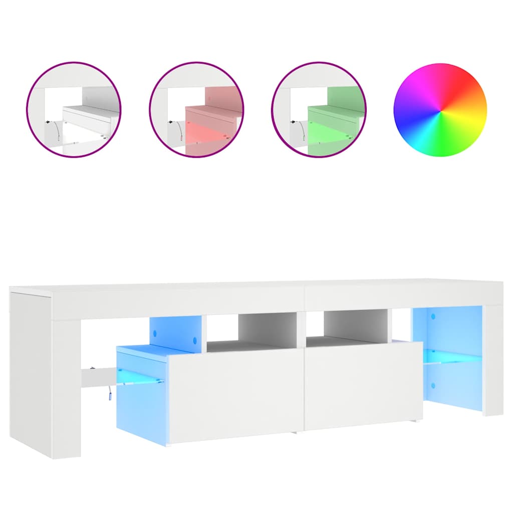 TV Cabinet with LED Lights 140x36,5x40 cm White