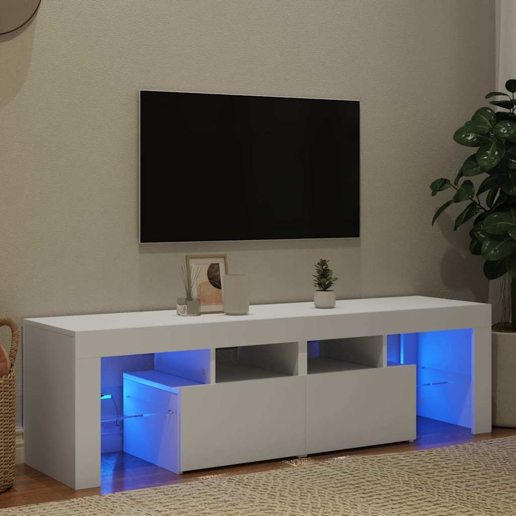 TV Cabinet with LED Lights 140x36,5x40 cm White