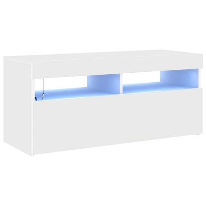 TV Cabinet with LED Lights 90x35x40 cm White