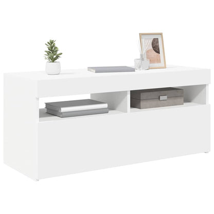 TV Cabinet with LED Lights 90x35x40 cm White
