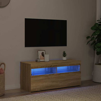 TV Cabinet with LED Lights 90x35x40 cm Sonoma oak