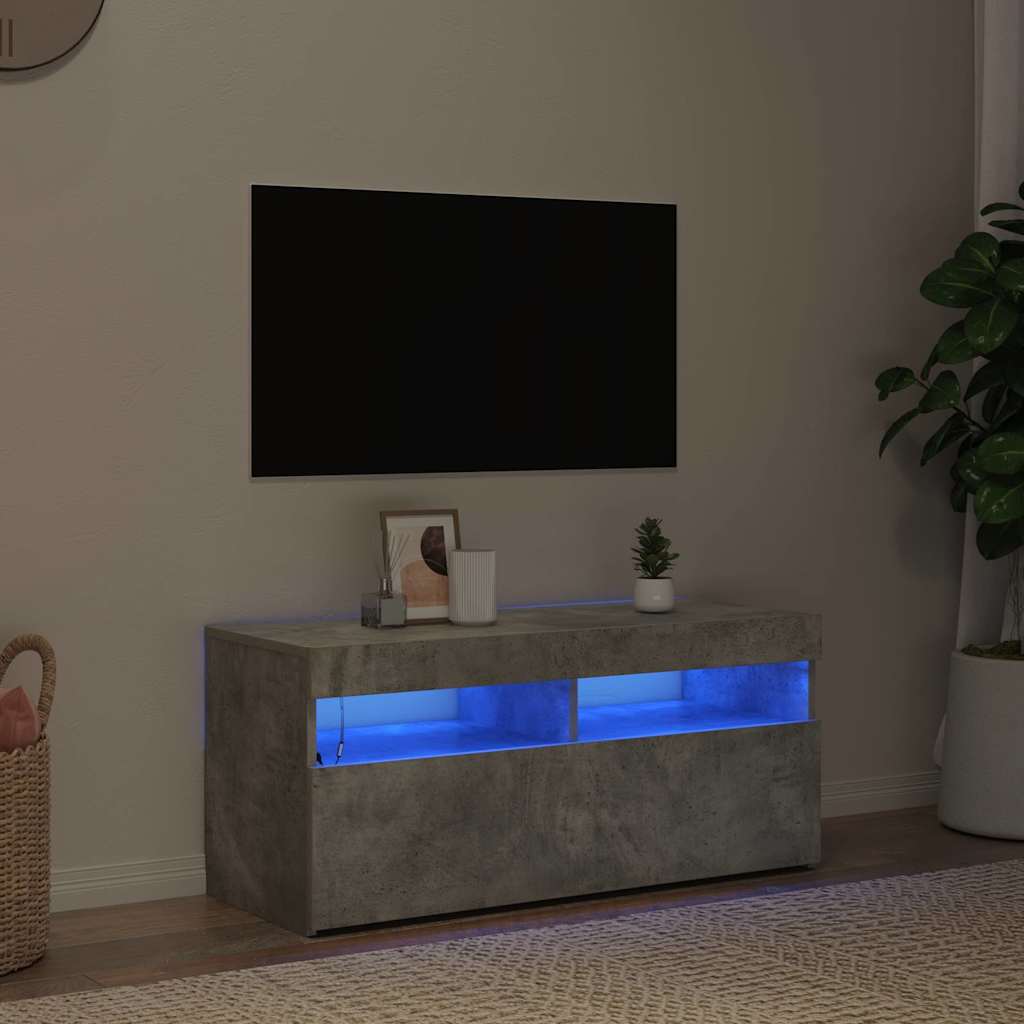 TV Cabinet with LED Lights 90x35x40 cm Concrete grey