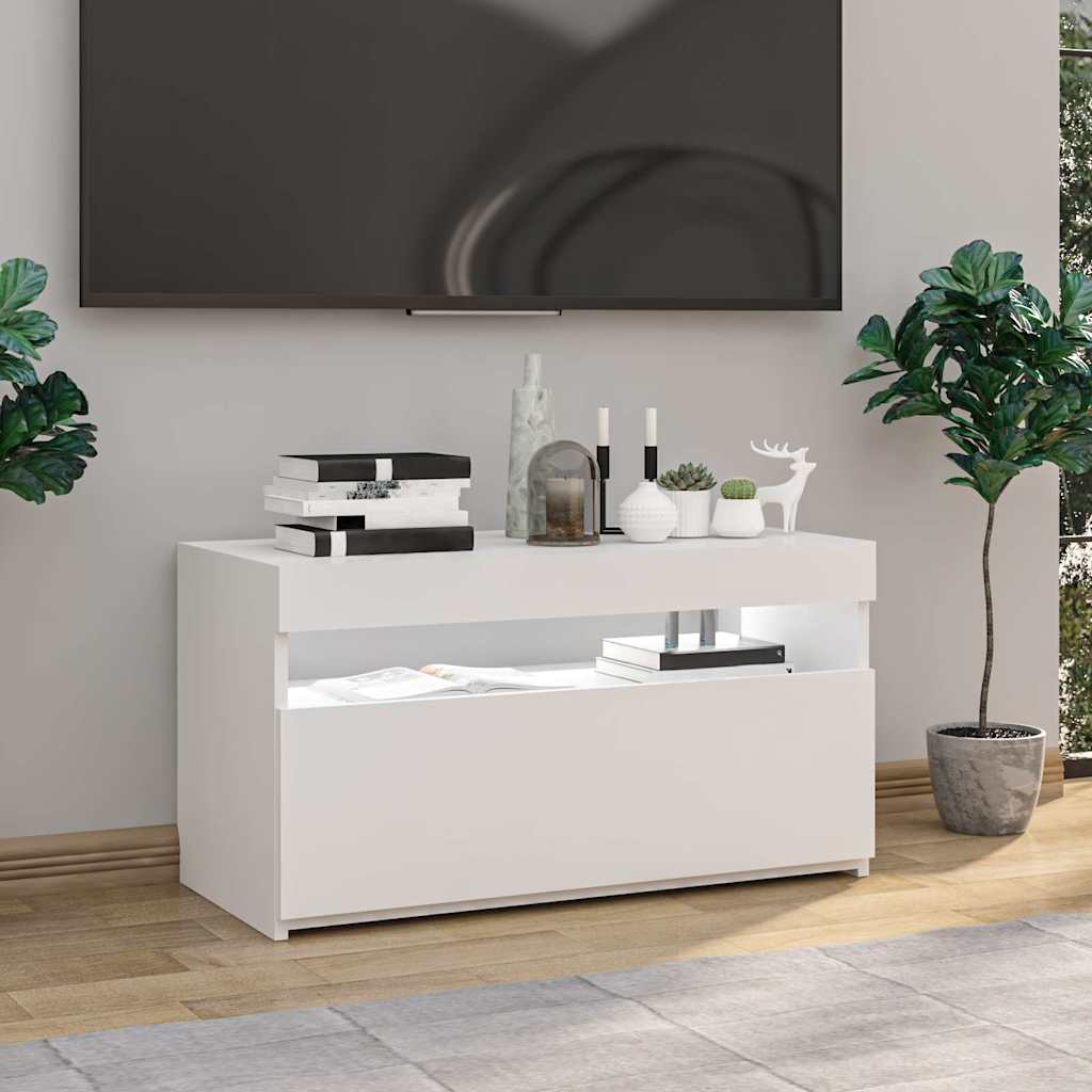 TV Cabinet with LED Lights 75x35x40 cm White