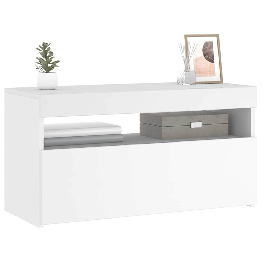 TV Cabinet with LED Lights 75x35x40 cm White