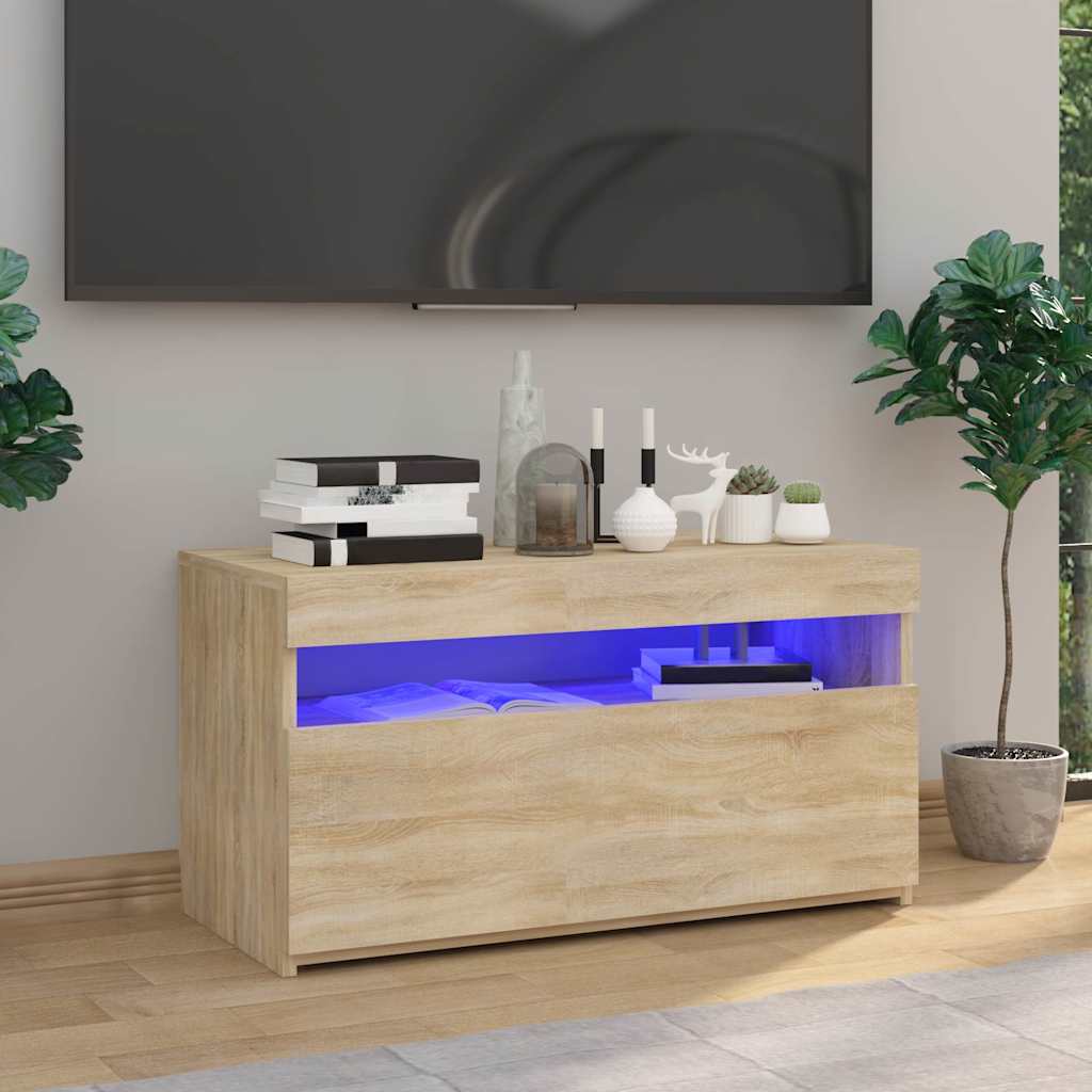 TV Cabinet with LED Lights 75x35x40 cm Sonoma oak