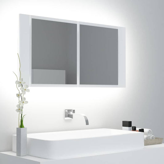 LED Bathroom Mirror Cabinet 90x12x45 cm Acrylic White
