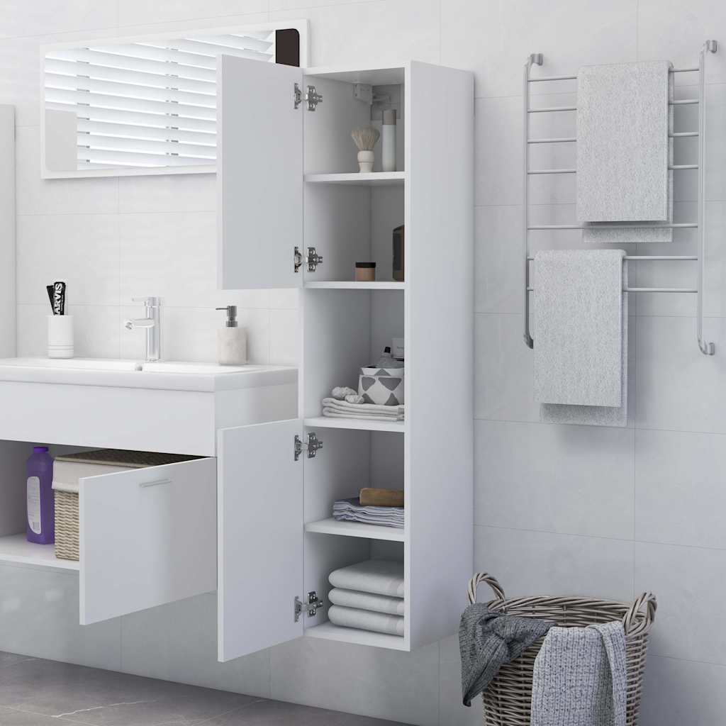 Bathroom Cabinet 30x30x130 cm Engineered Wood White