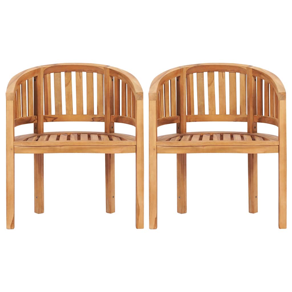 4 Piece Banana Garden Lounge Set Solid Teak Wood Height 86 cm 2x armchair + bench + table